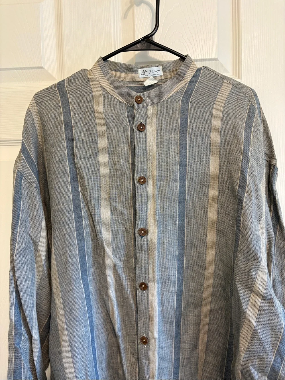 46 West- Light Blue & Gray Striped Men's Breathable Lightweight Linen Jacket
